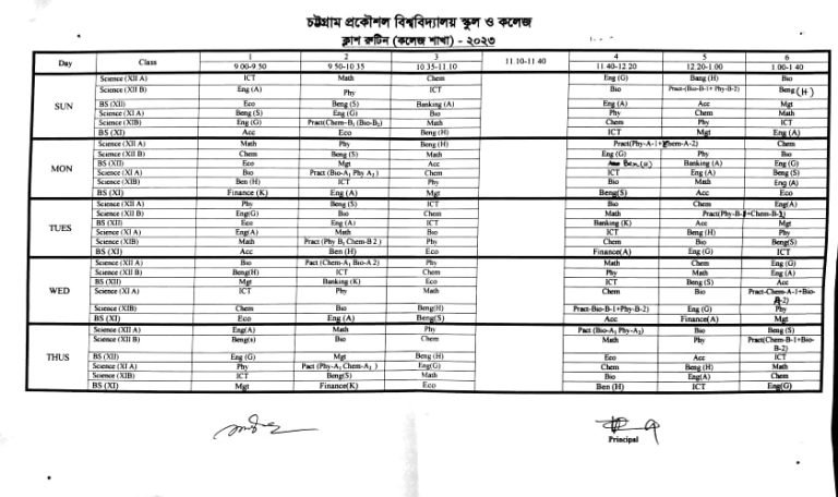 College Class Routine Class Routine - CEUSC